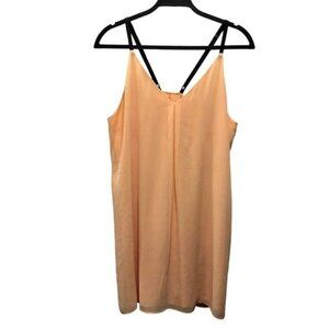 Alice + Olivia Womens Peach Mini Slip Dress With Black Leather Straps Size M